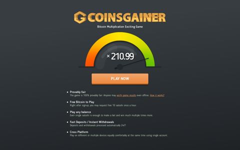 CoinsGainer - Bitcoin Multiplication Exciting Game