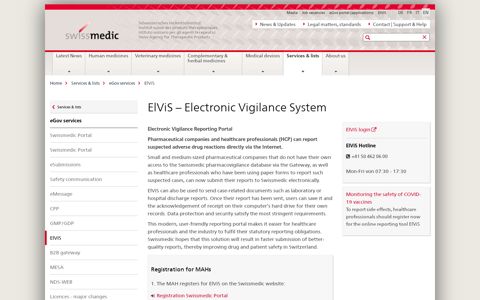 ElViS – Electronic Vigilance System - Swissmedic