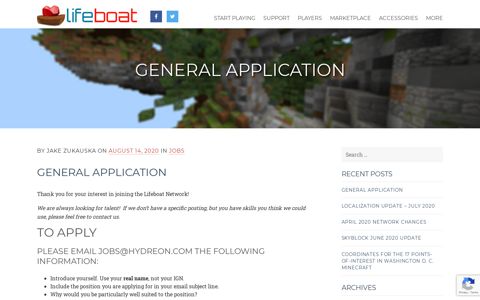 General application - Lifeboat Network