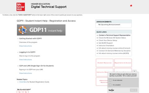 GDP11 - Student Instant Help - Registration and Access