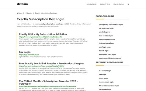 Exactly Subscription Box Login ❤️ One Click Access - iLoveLogin