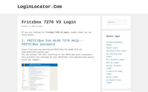 Fritzbox 7270 V3 Login - LoginLocator.Com
