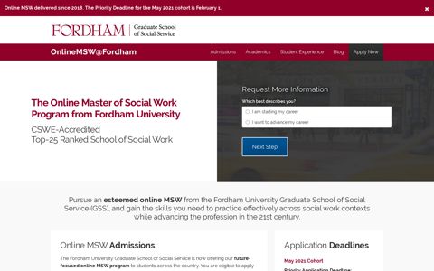 Fordham University online MSW program