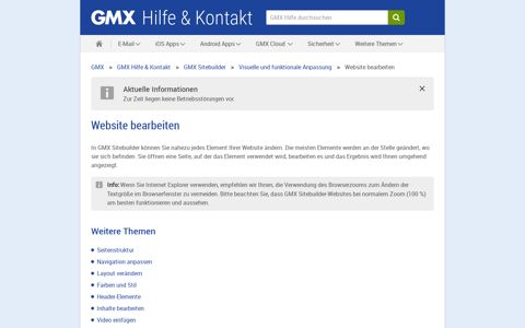Website bearbeiten - GMX Hilfe