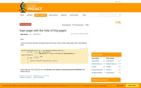 login page with the help of linq pages - CodeProject