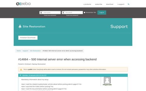 500 Internal server error when accessing backend - Site ...