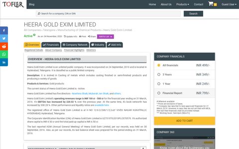 HEERA GOLD EXIM LIMITED - Company Profile, Directors ...