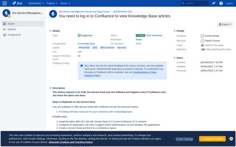 You need to log in to Confluence to view Knowledge Base ...