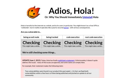 Adios, Hola! - Why you should immediately uninstall Hola