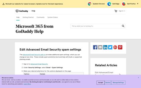 Edit Advanced Email Security spam settings - GoDaddy