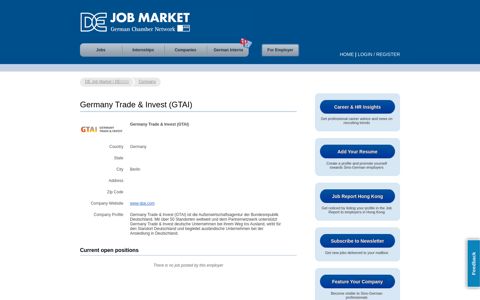 Germany Trade & Invest (GTAI) - DE Job Market