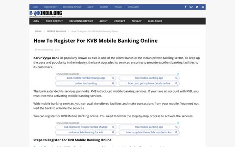 How To Register For KVB Mobile Banking Online