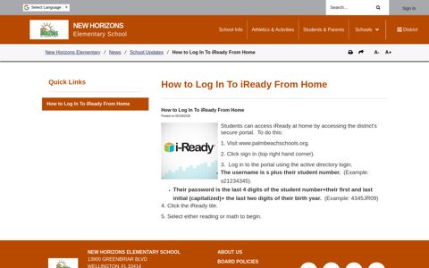 How to Log In To iReady From Home - New Horizons ...