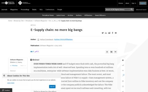 E-Supply chain: no more big bangs: Software Magazine: Vol ...