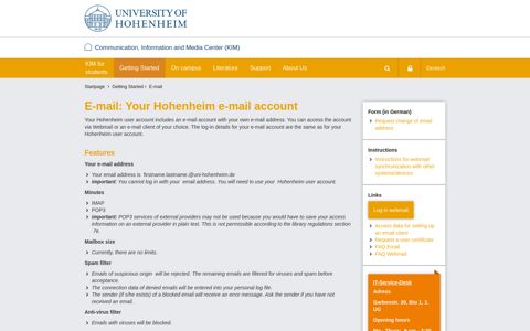 E-mail: Your Hohenheim e-mail account: Communication ...