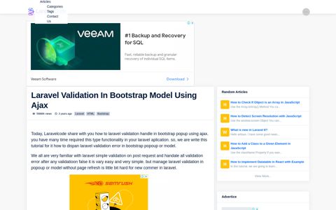 Laravel Validation In Bootstrap Model Using Ajax - Laravelcode