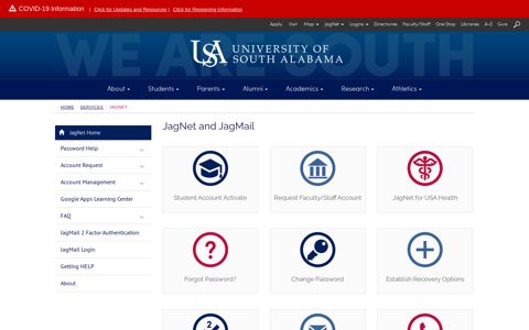JagNet and JagMail - University of South Alabama