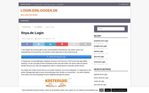 finya.de Login - Login-einloggen.de