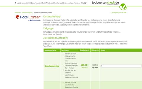 Anzeigen bei hotelcareer schalten - Jobboersencheck.de