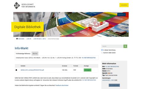Info-Markt - Digitale Bibliothek - Gesellschaft für Informatik e.V.