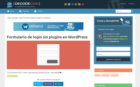 Formulario de login sin plugins en WordPress - DecodeCMS