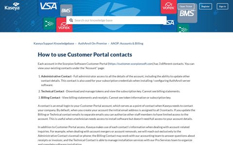 How to use Customer Portal contacts – Kaseya Support ...