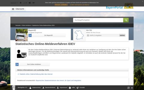 Statistisches Online-Meldeverfahren IDEV - BayernPortal
