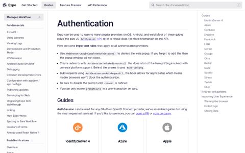 Authentication - Expo Documentation