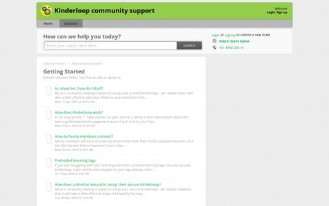 Getting Started : Kinderloop community support