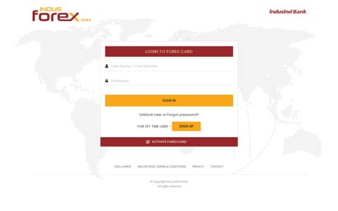 Login to Forex Card - IndusForex - IndusInd bank's Forex card