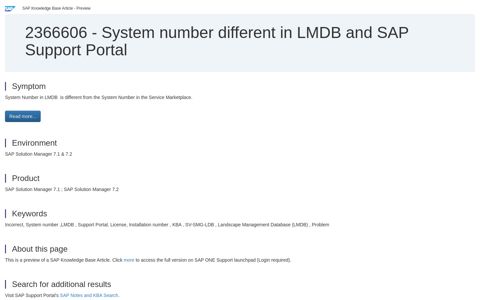 2366606 - System number different in LMDB and SAP Support ...