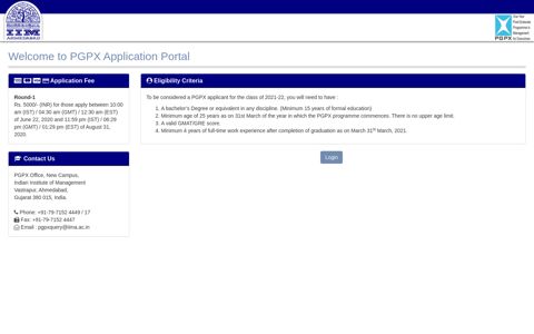 PGPX Application Portal - IIM Ahmedabad