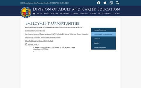 Employment Opportunities – Human Resources – Division of ...