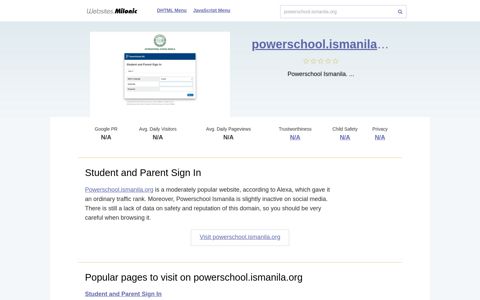 Powerschool.ismanila.org website. Student and Parent Sign In.