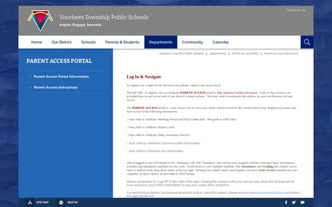 Parent Access Portal - Voorhees Township Public Schools
