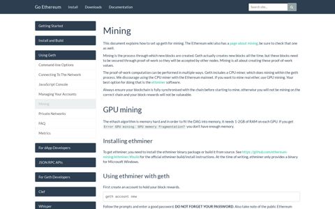 Mining | Go Ethereum