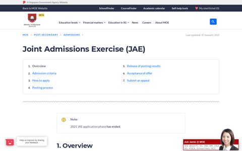 Joint Admissions Exercise (JAE): Overview | Ministry of ...
