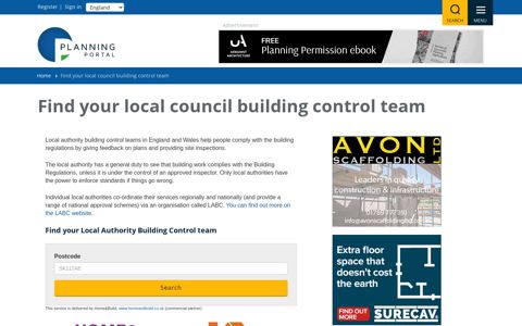 Find your local council building control team | Planning Portal