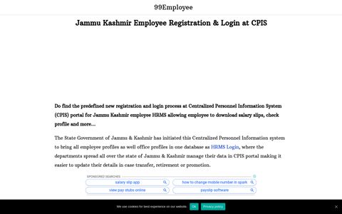Jammu Kashmir Employee Registration & Login at CPIS