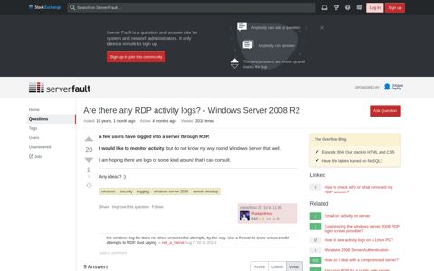 Are there any RDP activity logs? - Windows Server 2008 R2 ...