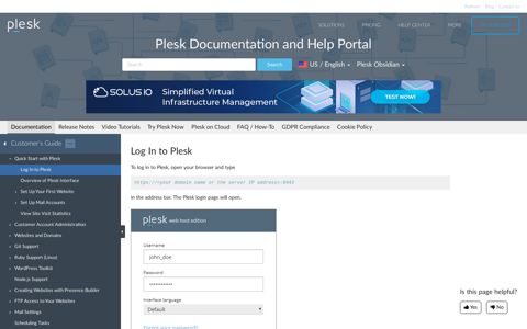 Log In to Plesk | Plesk Obsidian documentation