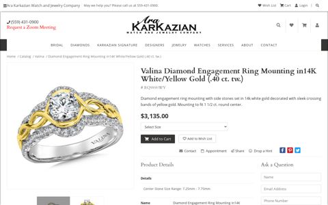 Valina Diamond Engagement Ring Mounting in14K White ...