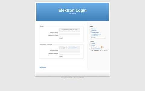 User Settings: Elektron Login - Consulting