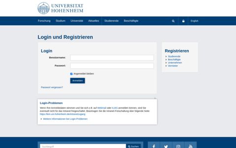 Login: Universität Hohenheim
