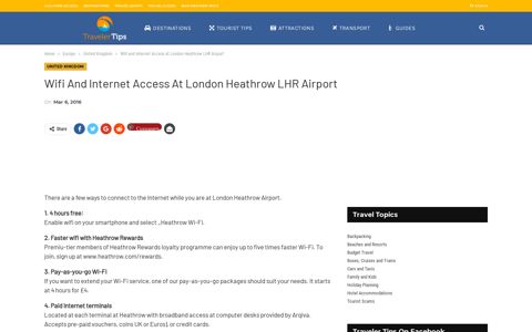 Wifi and Internet Access at London Heathrow LHR Airport ...