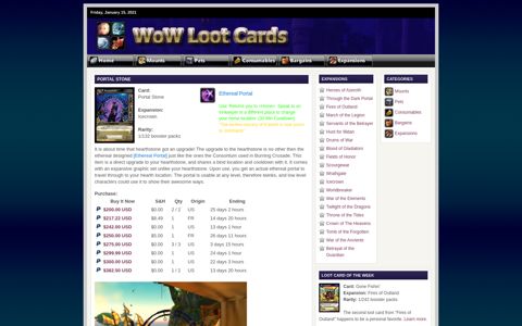 Portal Stone: WoW Loot Cards for the WoW TCG