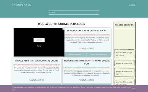 woolworths google plus login - General Information about Login
