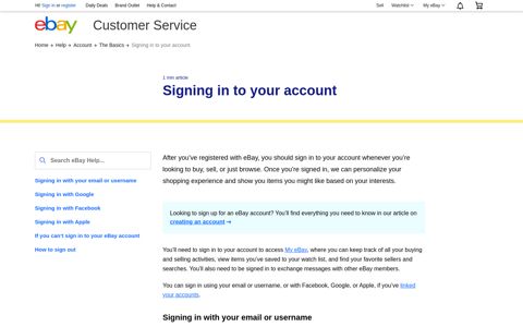 Signing in to your account | eBay