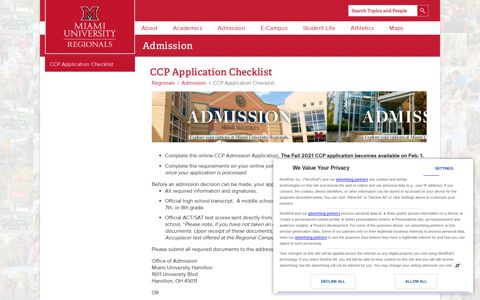 Admission | CCP Students | Enrollment Checklist | Regionals ...