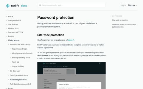 Password protection | Netlify Docs
